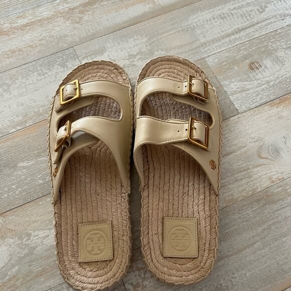 Tory Burch Gold Espadrille Selby Sandals size 9.5 - Picture 3 of 4